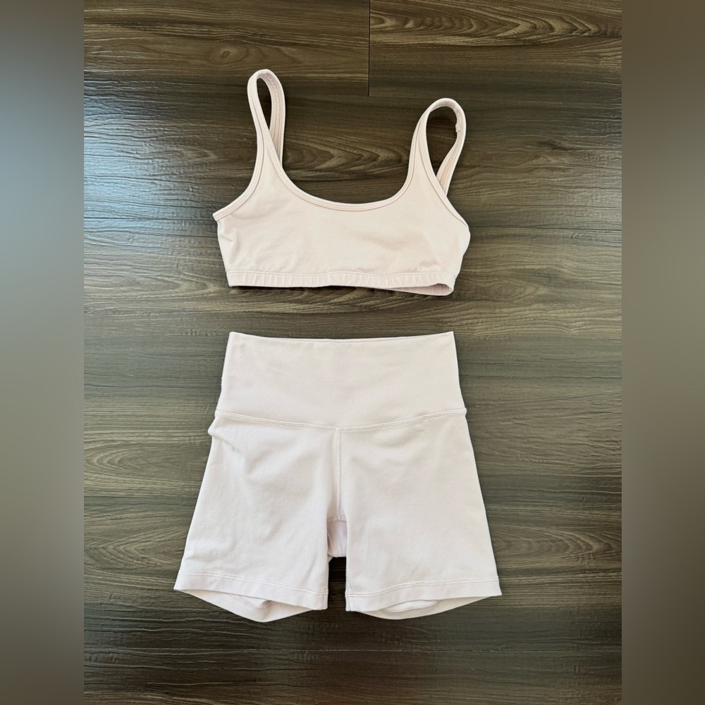 Light Pink Sports Bra and Shorts Set